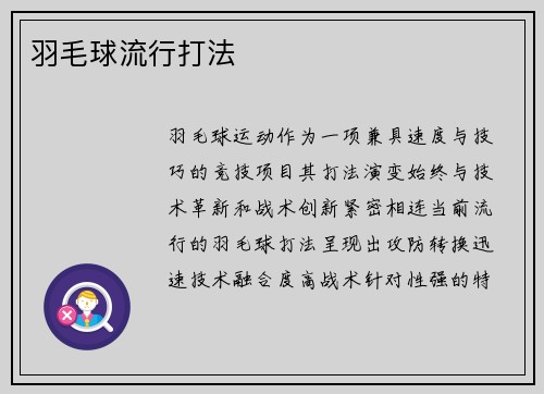 羽毛球流行打法